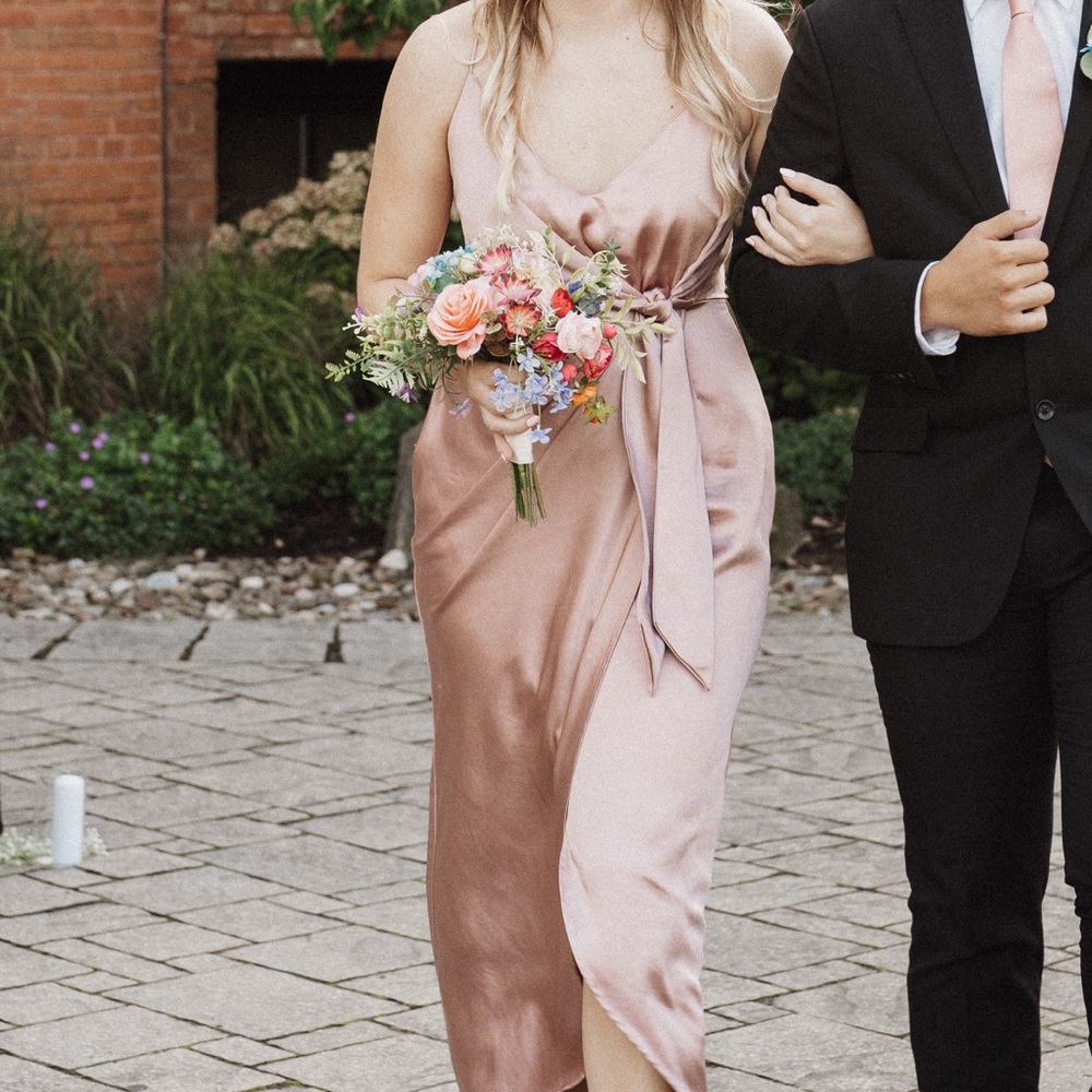 Pink Satin Bridesmaid Dress
